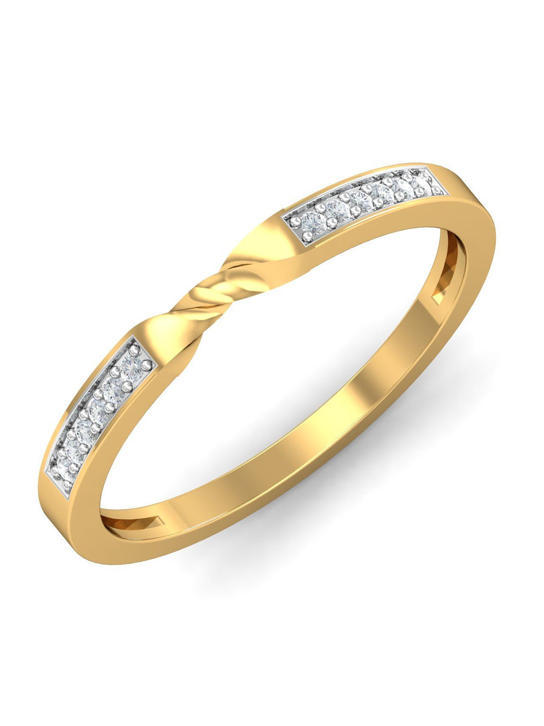 KUBERBOX Stylish Twister 18KT Gold Diamond-Studded Ring-1.89gm
