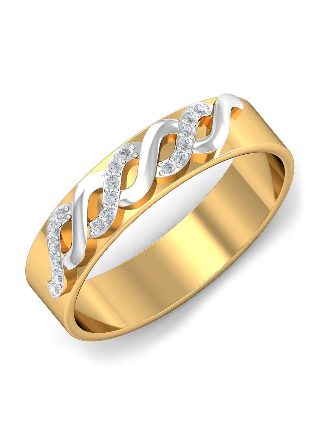 KUBERBOX Raeka 18KT Gold Diamond-Studded Wedding Band Ring-3.29gm