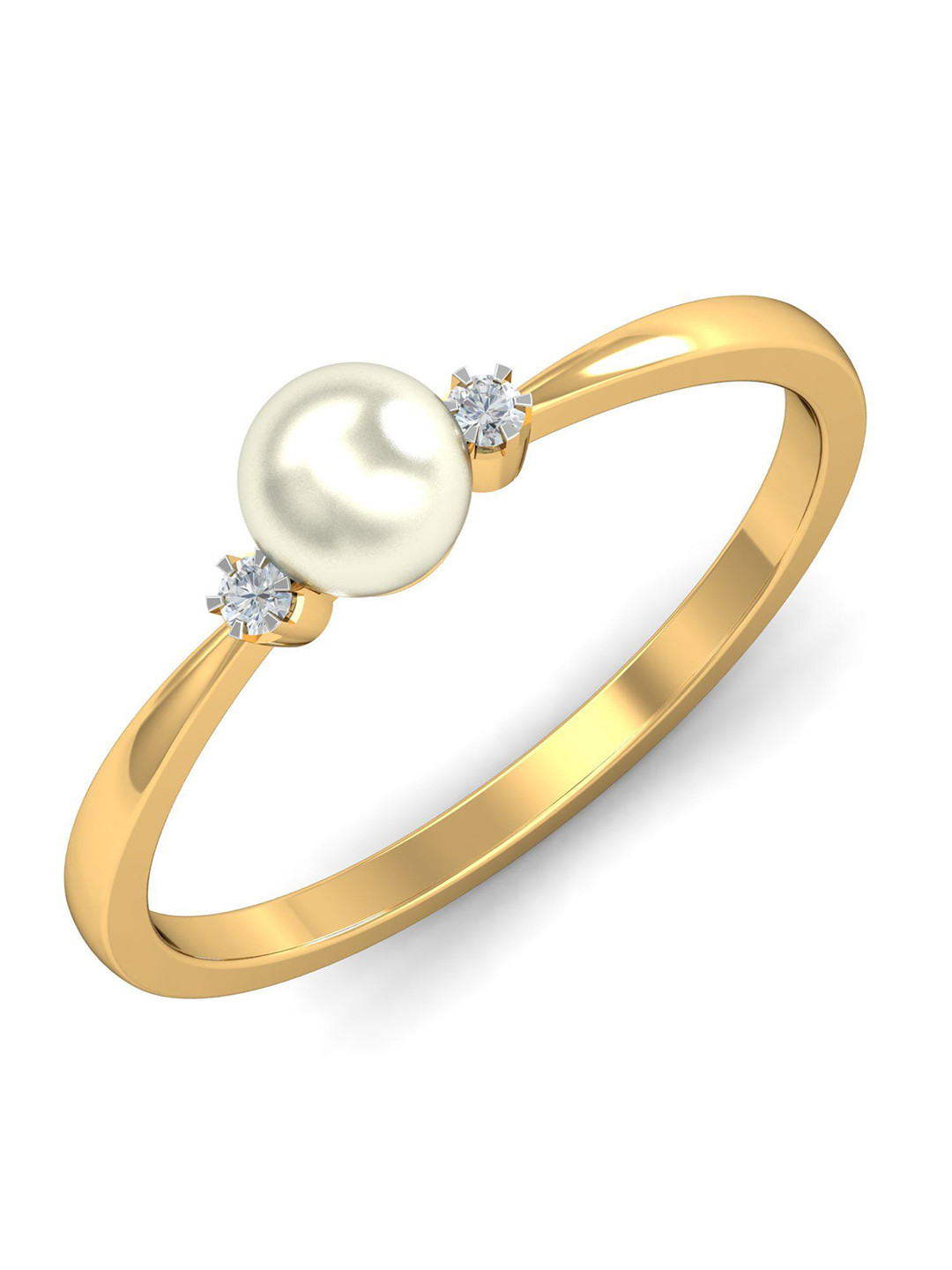 KUBERBOX  Alisar 18KT Gold Diamond-Studded & Pearl Ring - 1.81gm