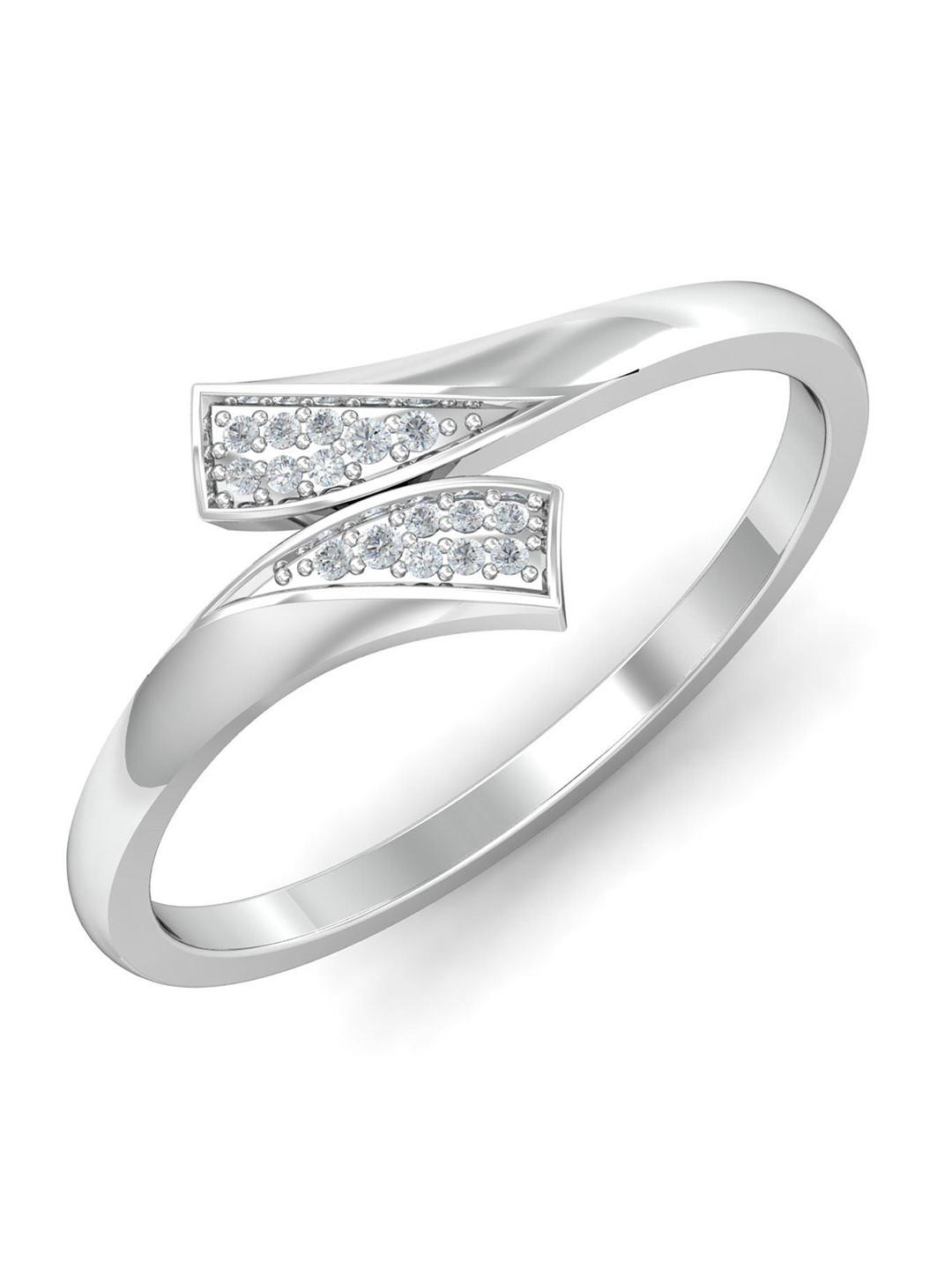 KUBERBOX Trendy Glittery 18KT White Gold Diamonds-Studded Ring -2.16gm