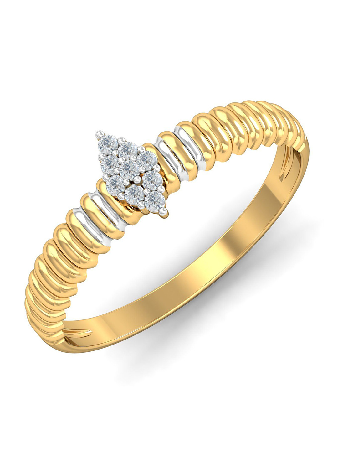 KUBERBOX 18KT Gold Diamond Studded Ring - 2.25 g