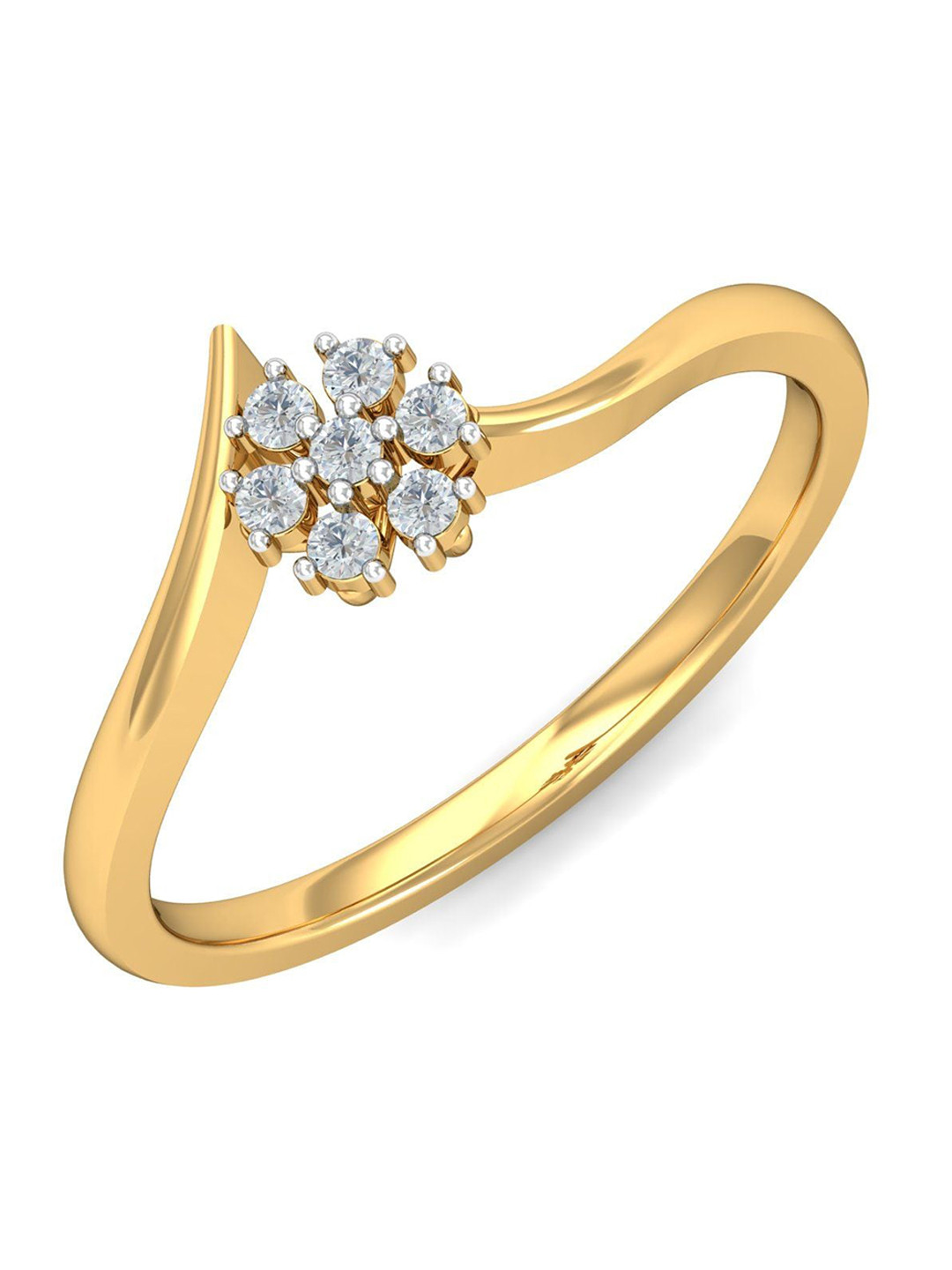 KUBERBOX Siesta 18KT Gold Diamond-Studded Ring - 1.76gm