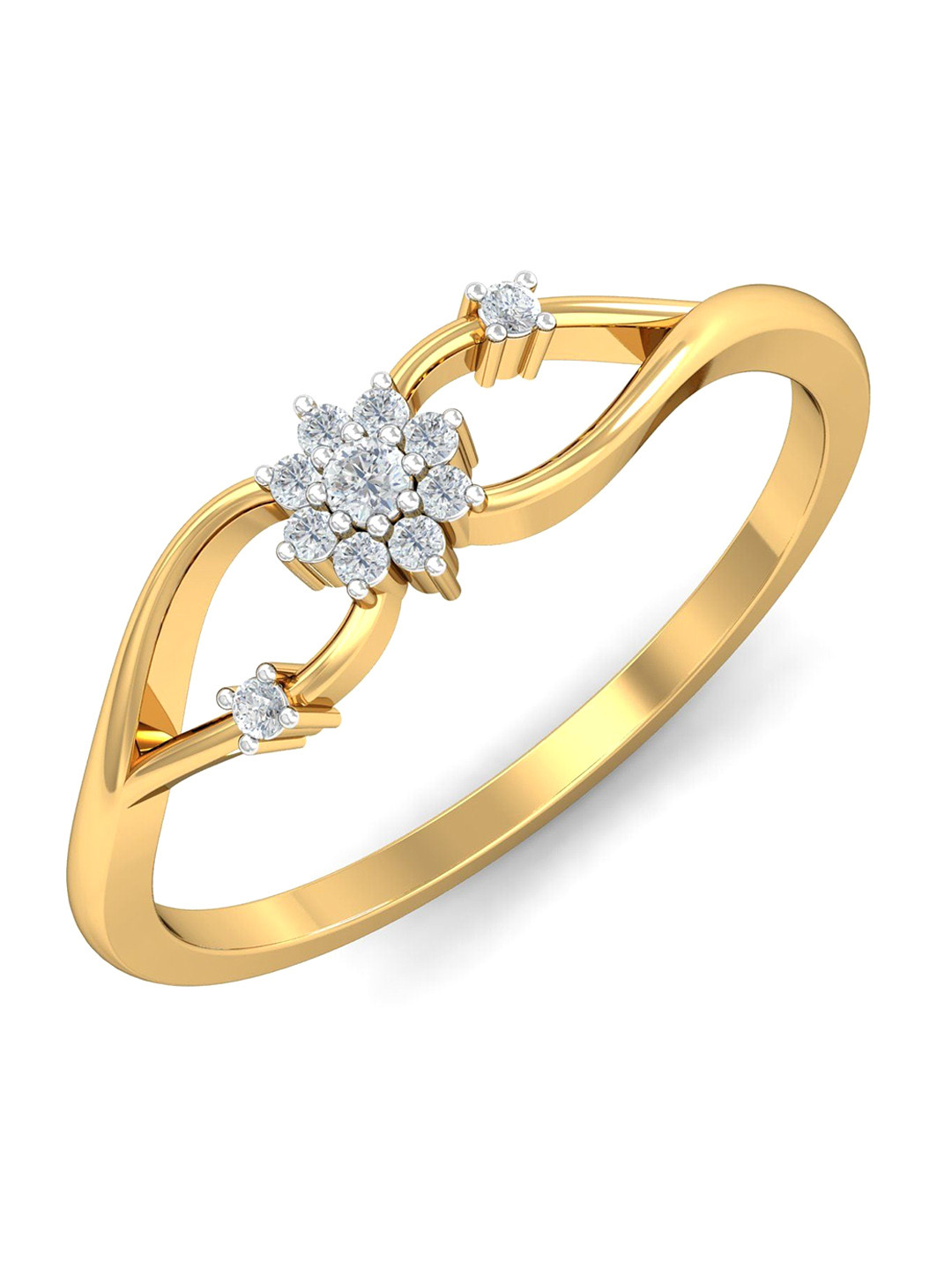 KUBERBOX Nature Glory 18KT Gold Diamond Studded Ring- 1.98gm