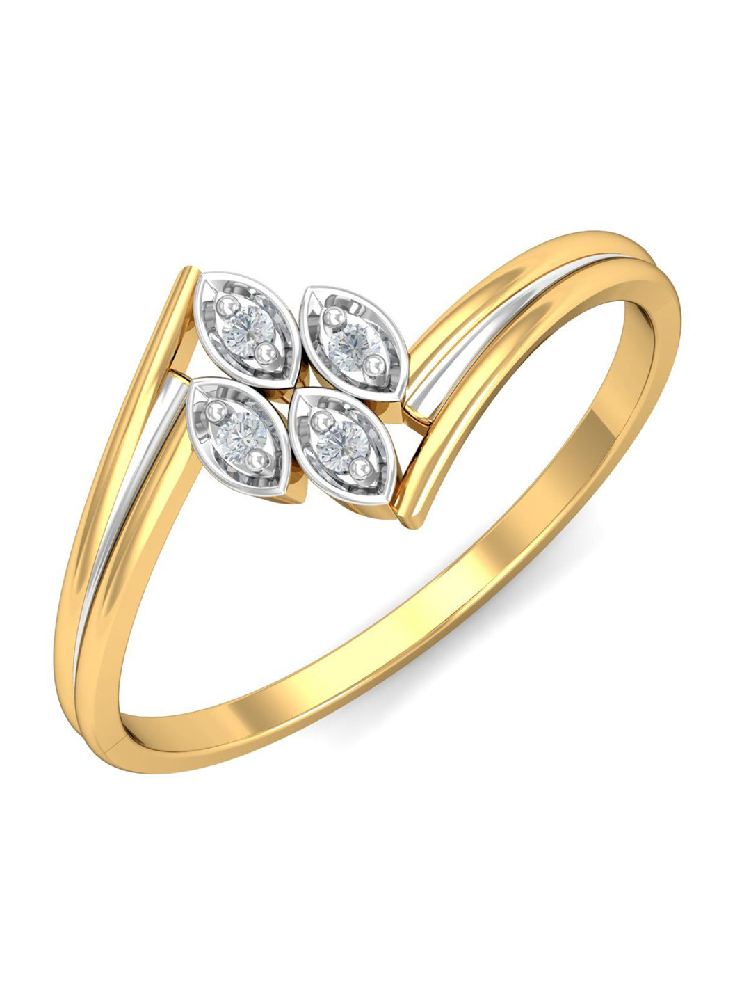 KUBERBOX Fashion Forward 18KT Gold Diamond-Studded Ring-1.76gm