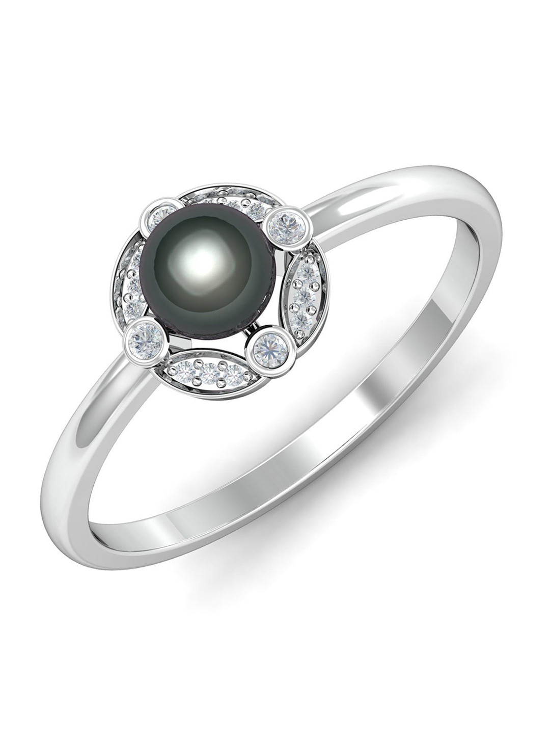 KUBERBOX Funky Punk 18KT White Gold Diamond Studded Ring 2.09 g