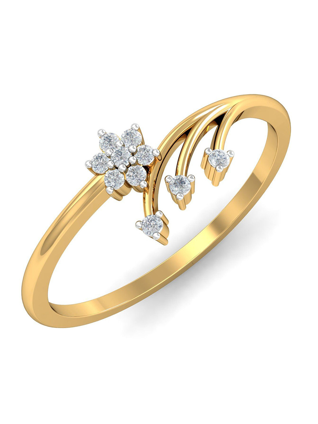 KUBERBOX Pretty Plant 18KT Gold Diamond-Studded Ring - 1.71 gm