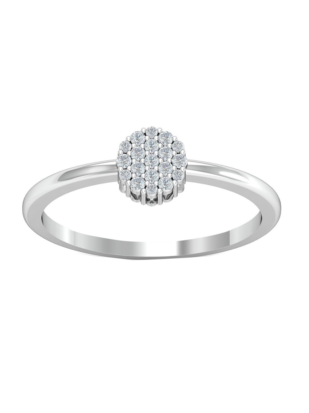 KUBERBOX Honey-Comb 18KT White Gold Diamond-Studded Finger Ring-1.76gm