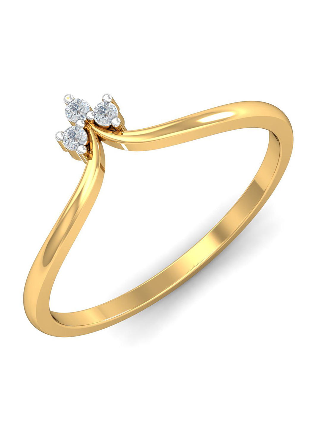 KUBERBOX Solana Tiara 18KT Gold Diamond Studded Finger Ring1.49gm