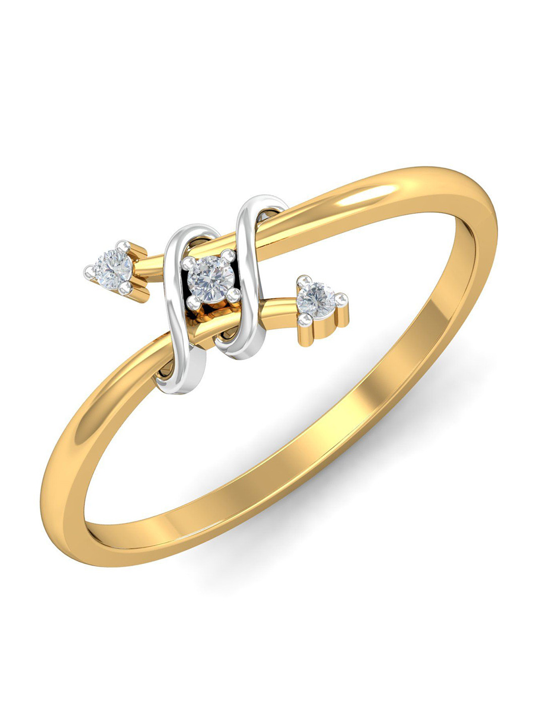 KUBERBOX Tic-Tac-Toe 18KT Gold Diamond Studded Ring-1.98gm