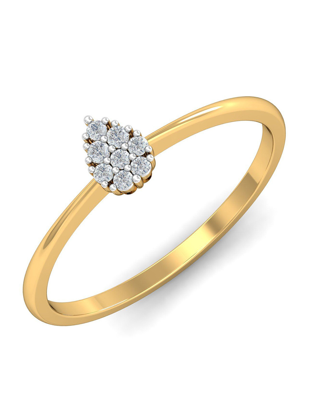 KUBERBOX Sophisticatedly 18KT Gold Diamond Studded Finger Ring- 1.53gm