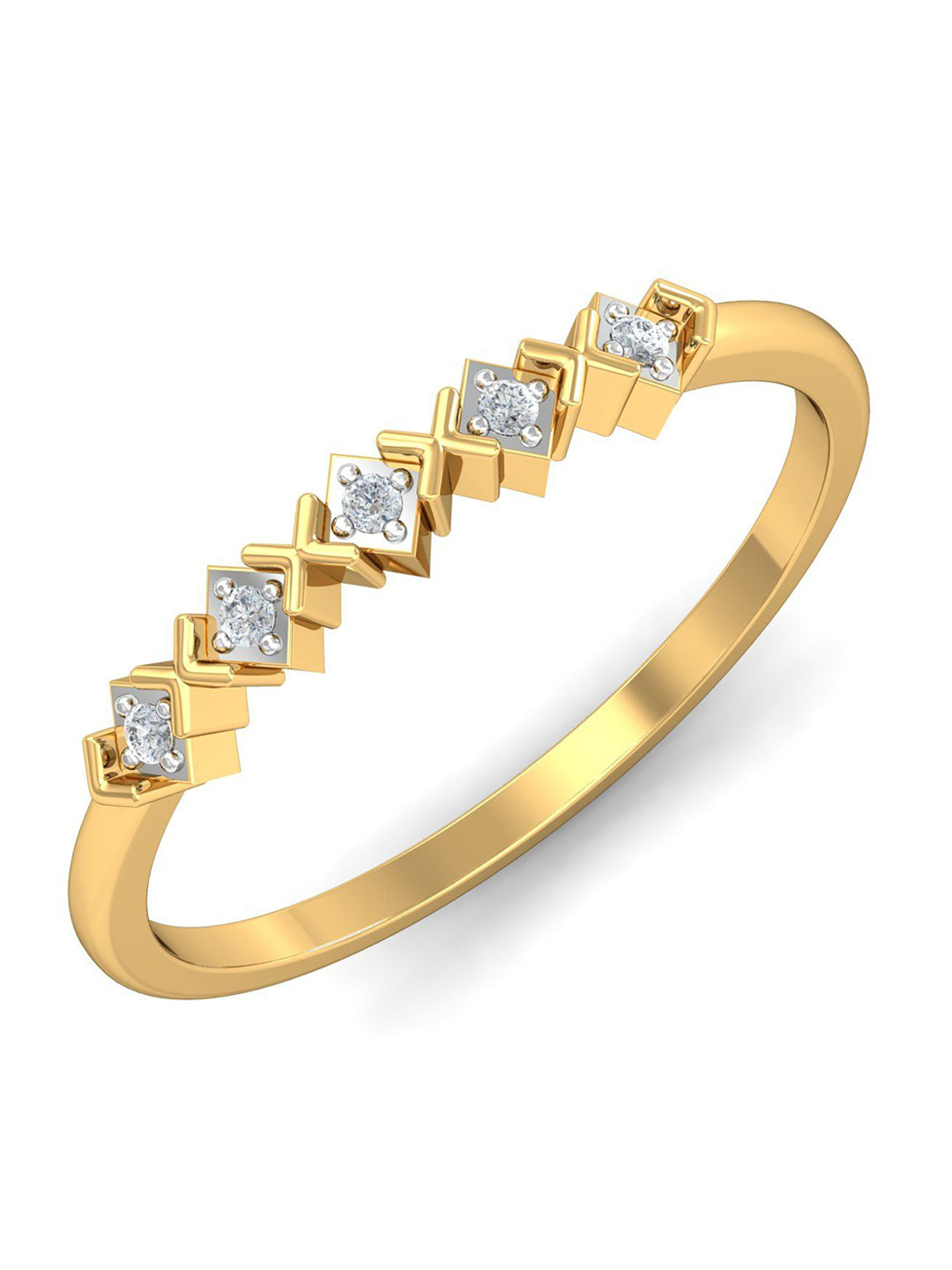 KUBERBOX Two-Toned 18KT Gold Diamond-Studded Ring 1.62 gm