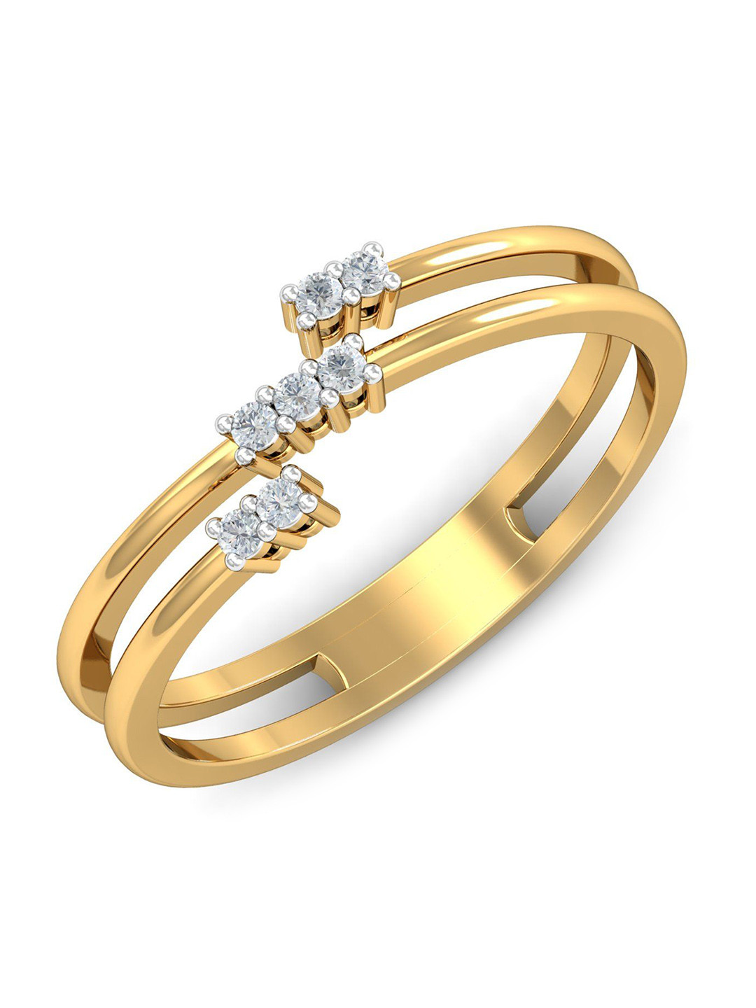 KUBERBOX Funky & Edgy 18KT Gold Diamond Studded Ring - 2.52gm