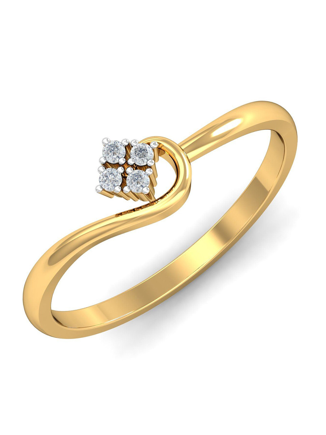 KUBERBOX Four Fancies 18KT Gold Diamond Studded Ring - 1.76gm