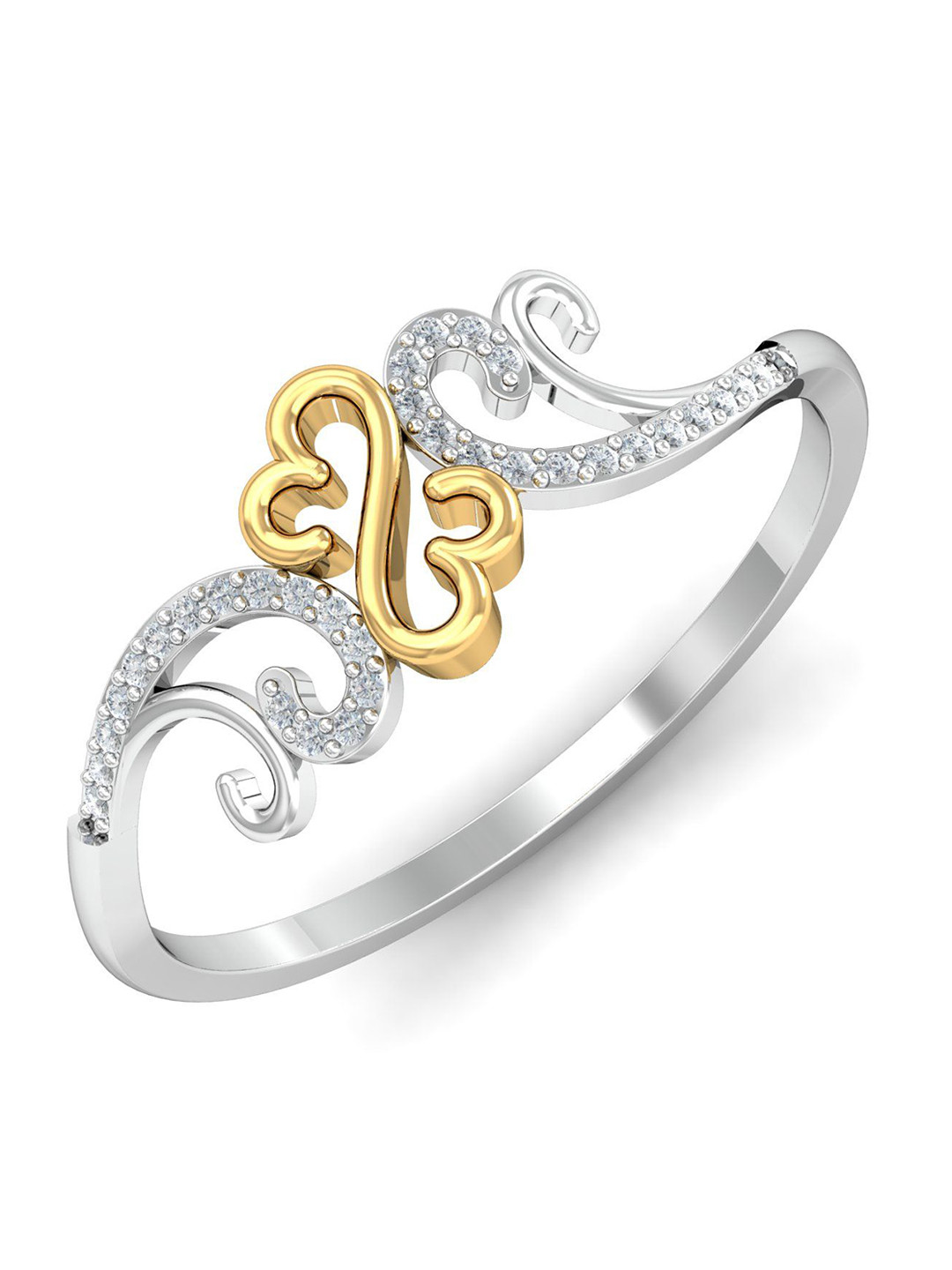 KUBERBOX Jiba Art-Heart 18KT White Gold Diamond-Studded Ring - 1.58 gm