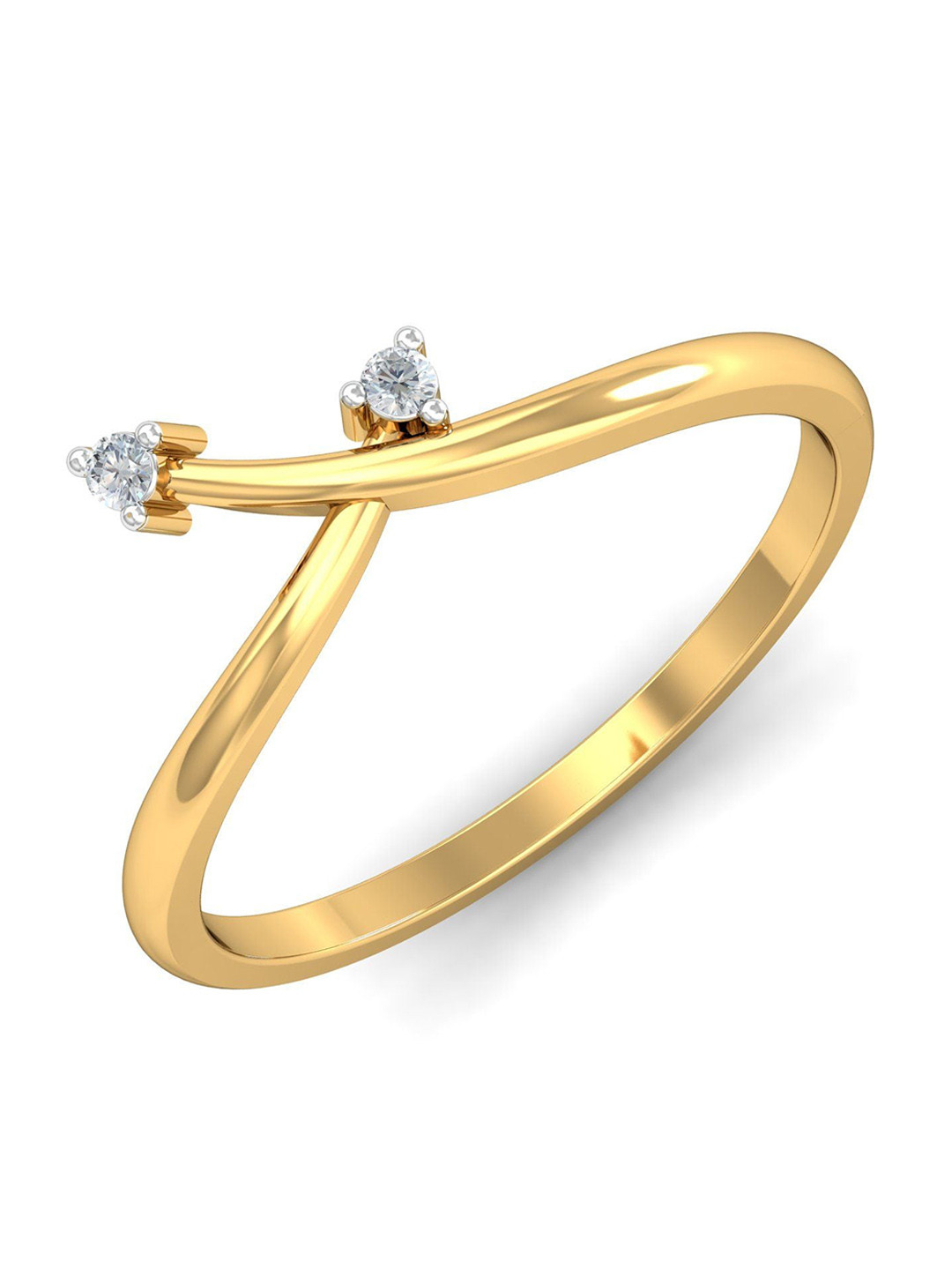 KUBERBOX Shiny Kited 18KT Gold Diamond Studded Finger Ring-1.8gm
