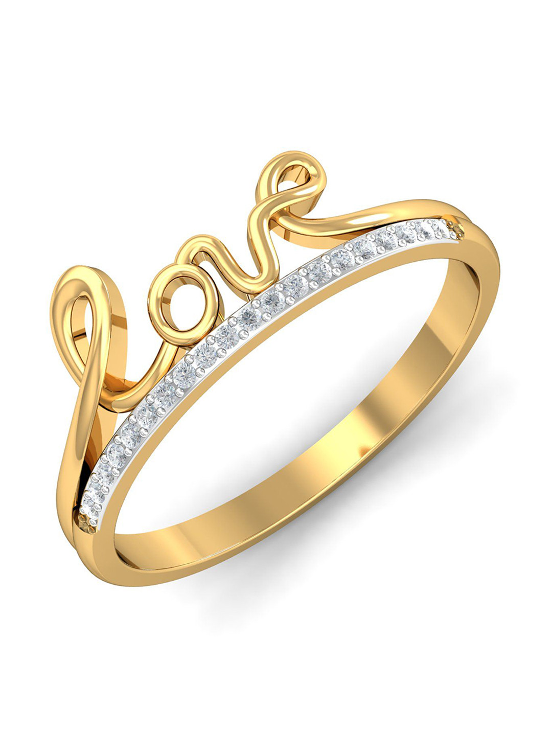 KUBERBOX Proposal Love 18KT Gold Diamond Studded Finger Ring- 2.25gm