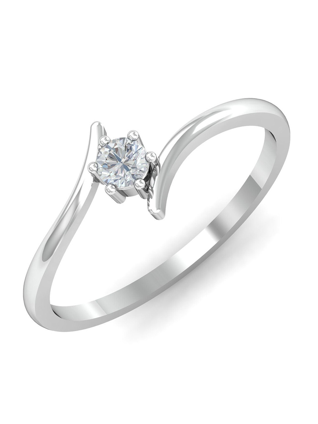 KUBERBOX Vida Solitaire 18KT White Gold Diamond-Studded Finger Ring-1.62gm