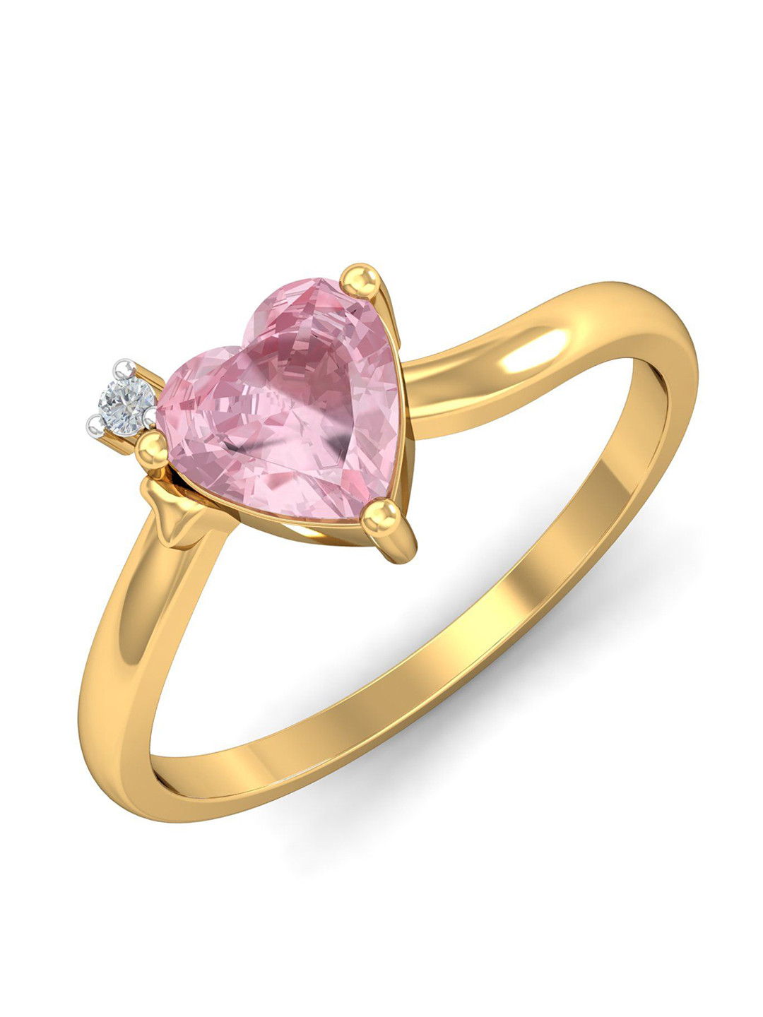 KUBERBOX Alya 18KT Gold Diamond Quartz Studded Finger Ring-2.52gm