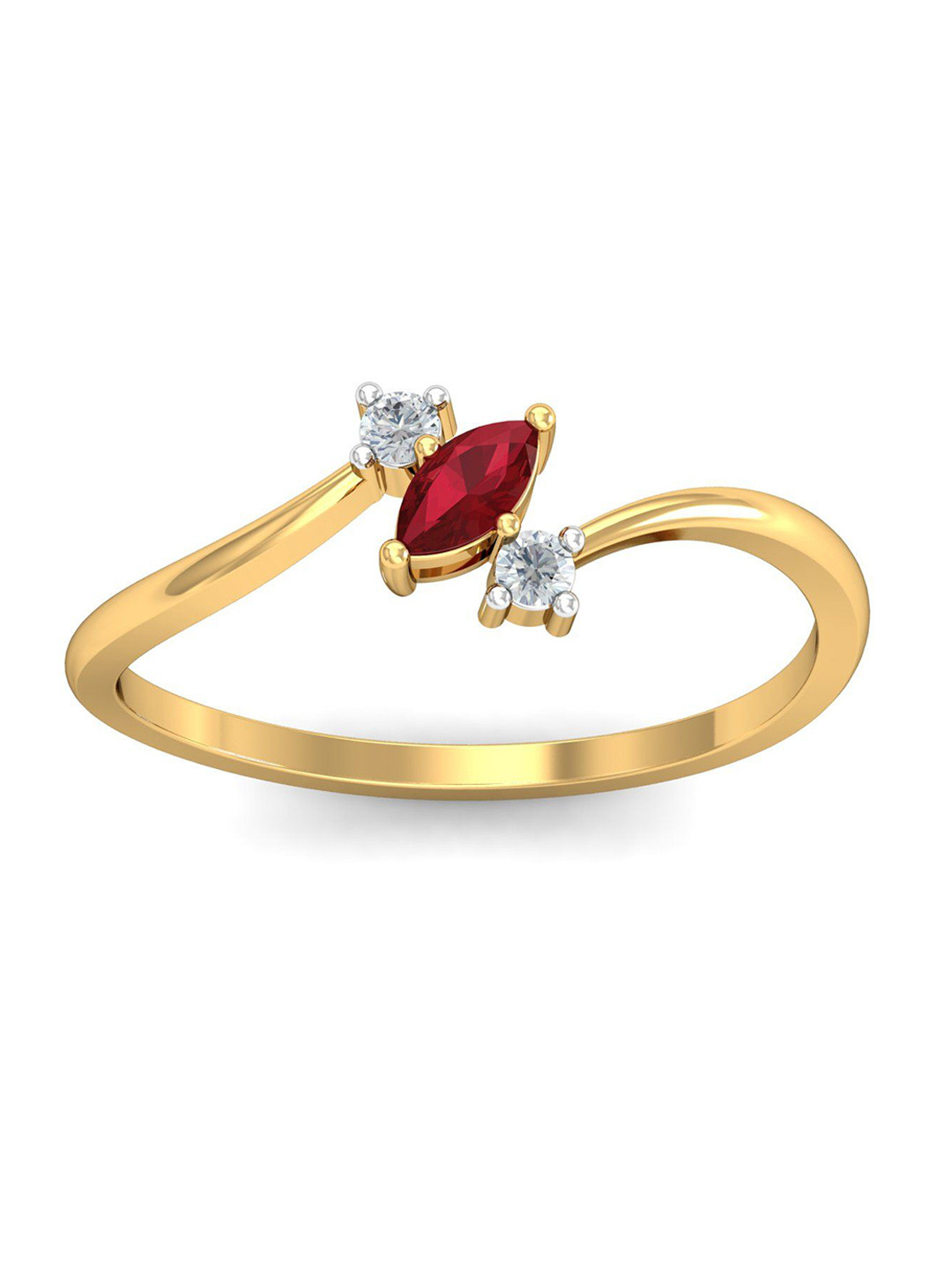 KUBERBOX Zoya Royal 18KT Gold Diamond-Studded & Ruby Ring -1.53gm
