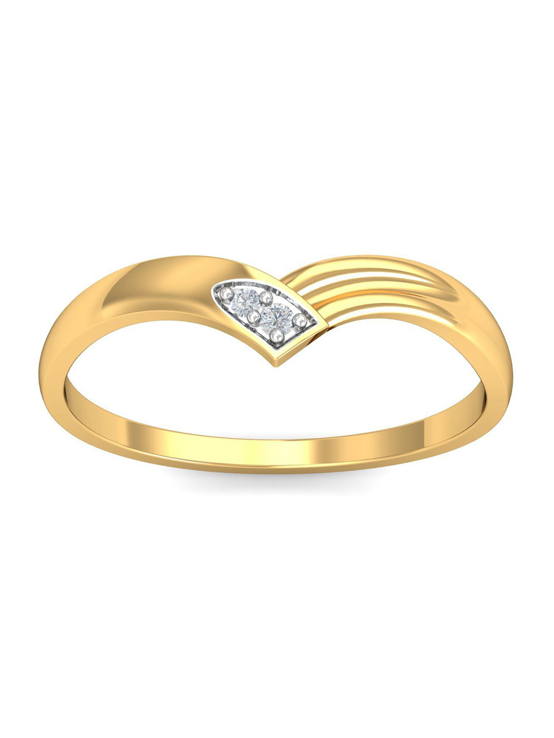 KUBERBOX Veronica Shimmer 18KT Gold Diamond Studded Finger Ring-1.5gm
