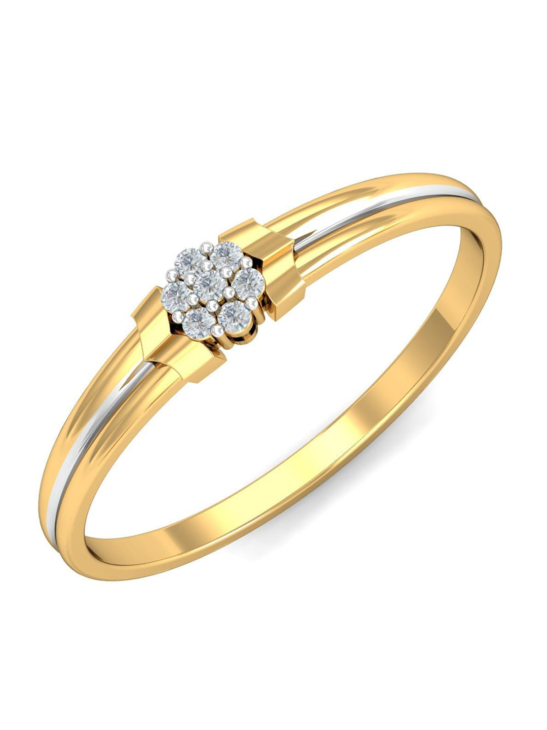 KUBERBOX Elaine Elegant 18KT Gold Diamond Studded Finger Ring-1.5gm