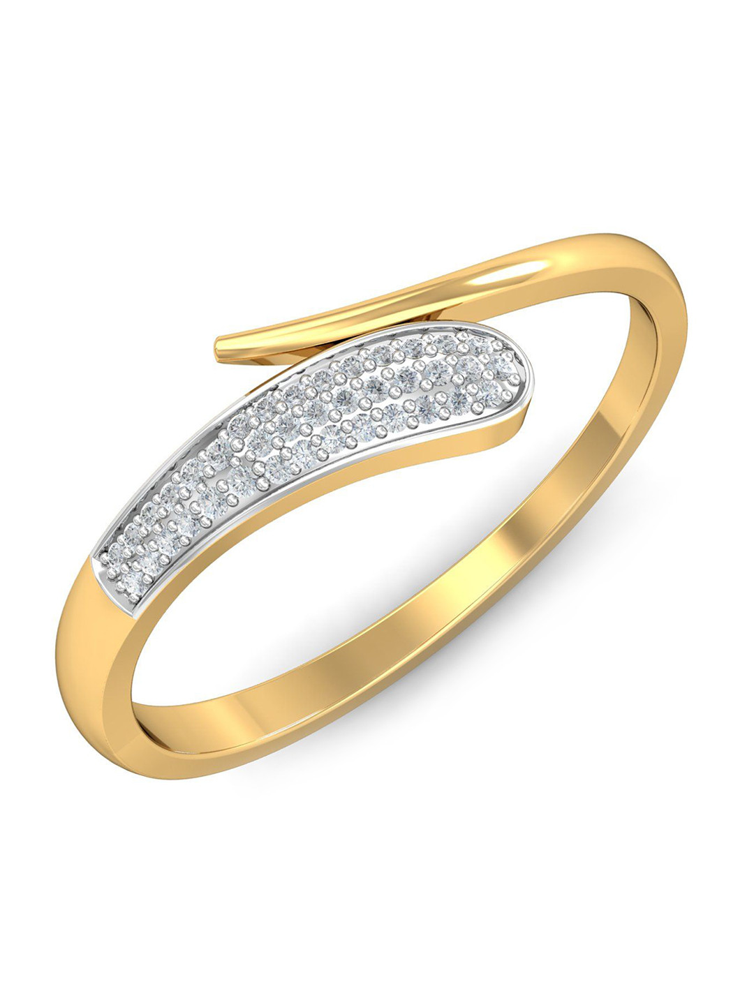 KUBERBOX Wonderfully Casual 18KT Gold Diamond-Studded Ring 1.92gm