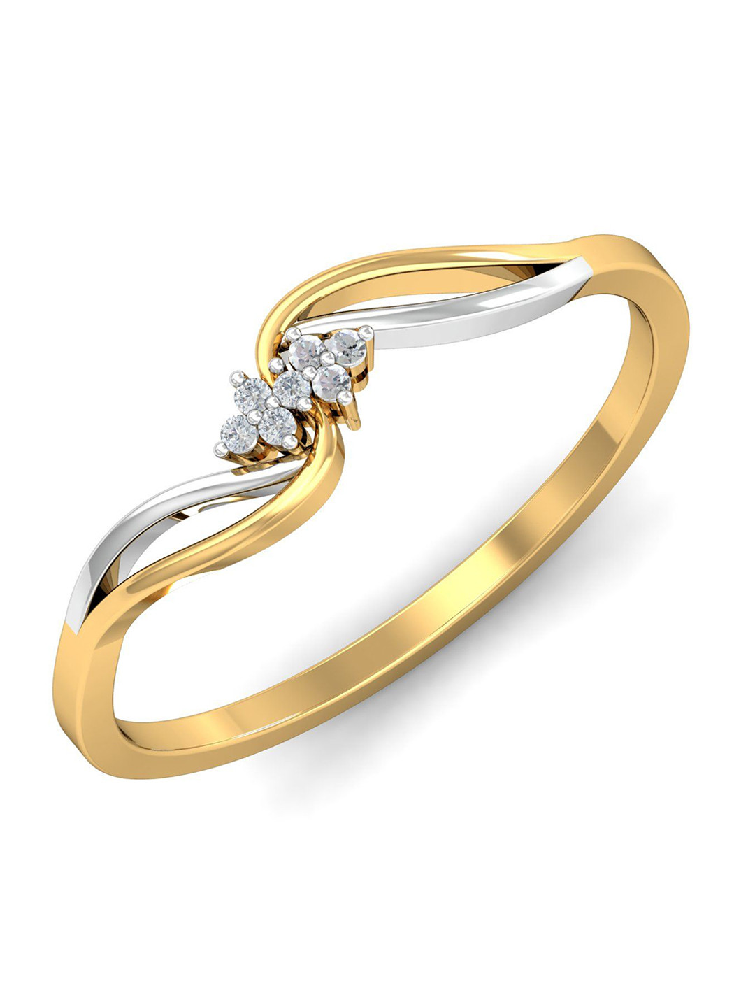 KUBERBOX Brilliantly Delicate 18KT Gold Diamond-Studded Ring-1.44 gm