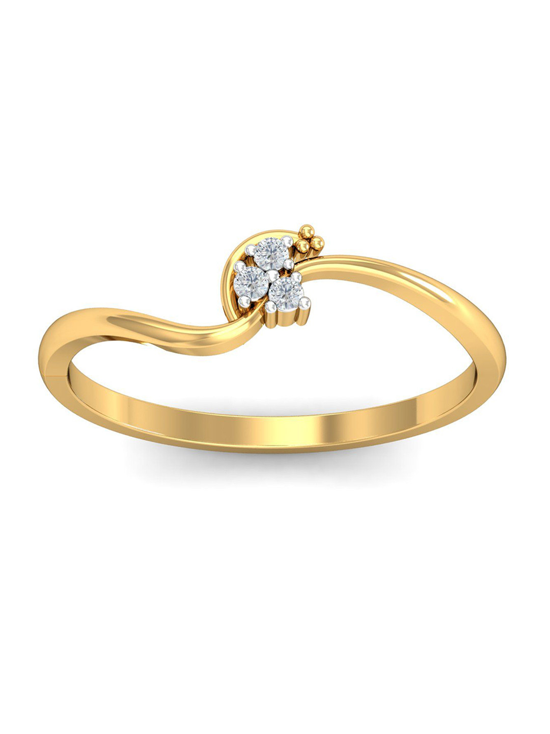 KUBERBOX Trio Framed 18KT Gold Diamond Studded Finger Ring-1.53gm