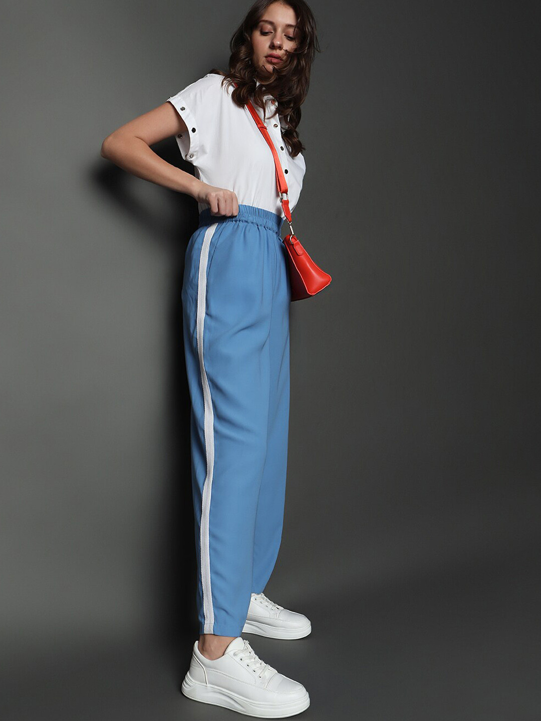 Vero Moda Women Side Striped Detail Straight Fit Ankle Leg Track Pants