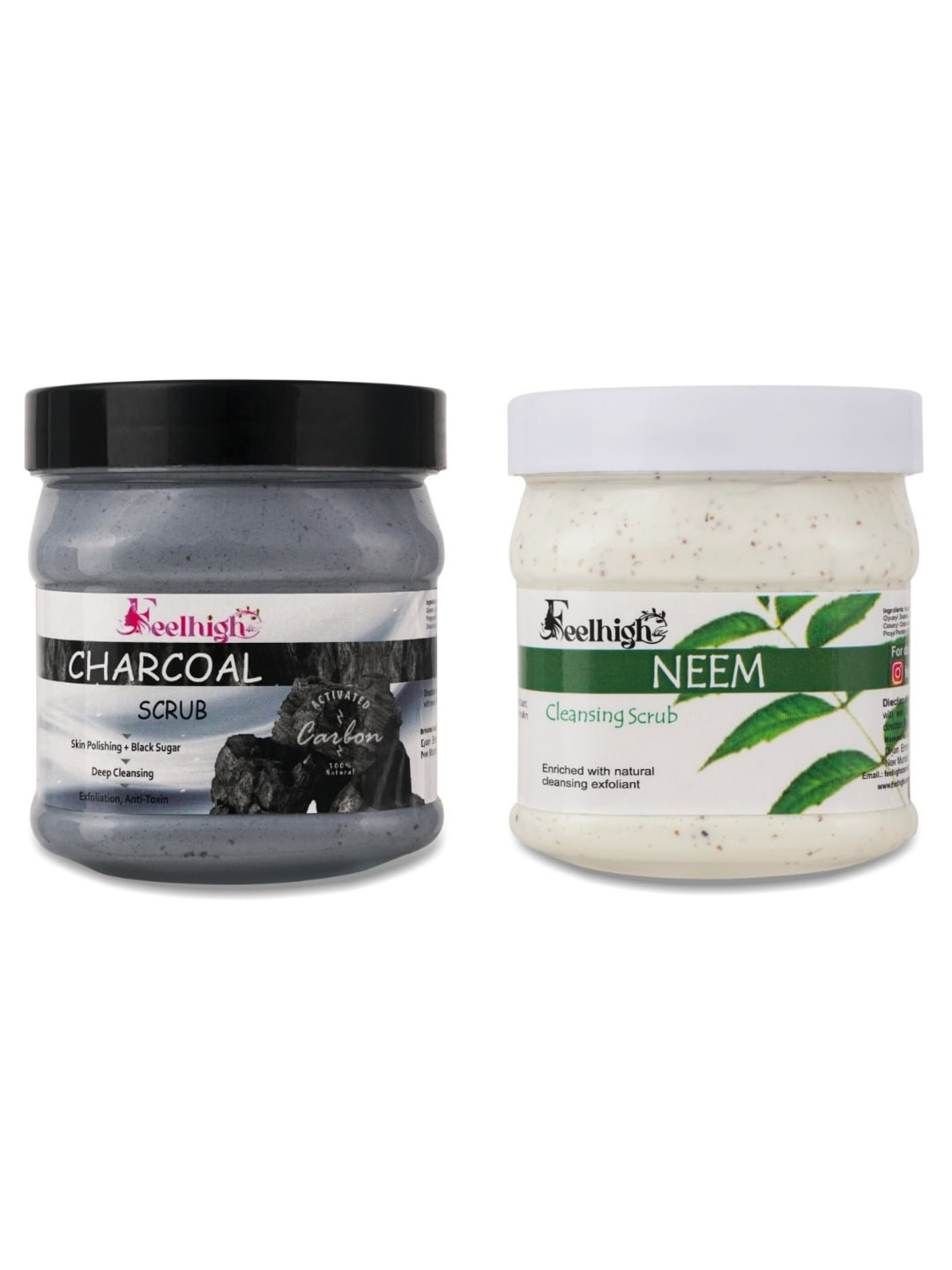 FEELHIGH Set of Charcoal & Neem Face Scrub - 500 ml Each