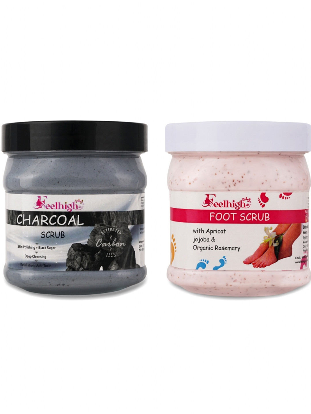 FEELHIGH Set Of 2 Charcoal Deep cleansing Scrub & Foot Scrub Remove Dead skin cells
