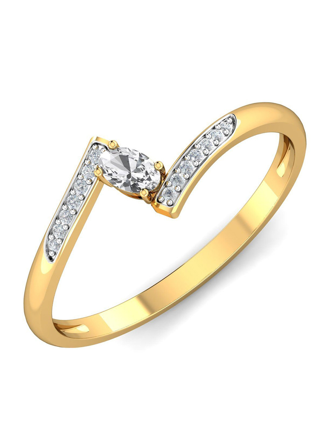 KUBERBOX Umut 18KT Gold Diamond-Studded & Topaz Ring - 1.17gm