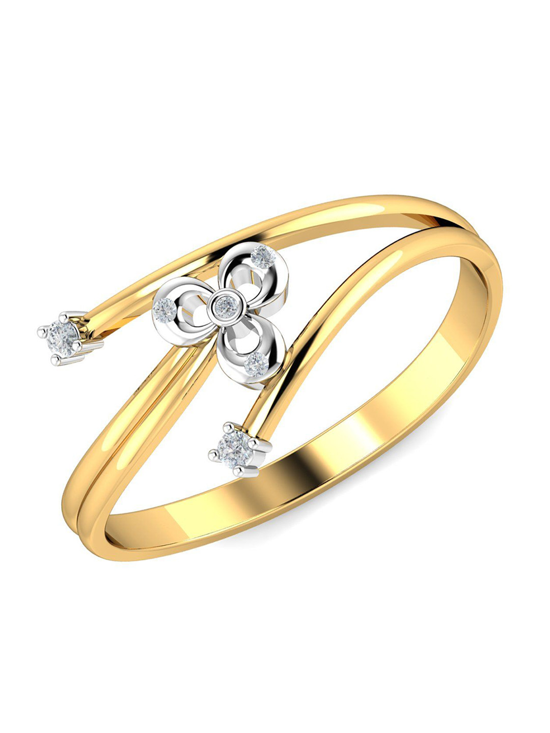 KUBERBOX Gracia 18KT Gold Diamond-Studded Finger Ring-1.76gm