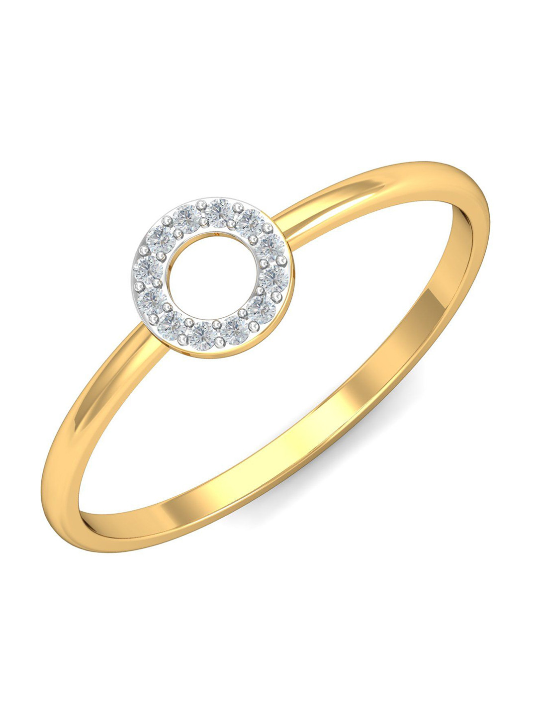 KUBERBOX Leeba Halo 18KT Gold Diamond-Studded Ring - 1.07 gm