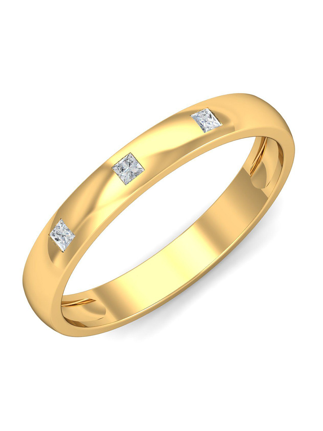 KUBERBOX Cerys Couple Band 18KT Gold Diamond Studded Ring - 2.46gm