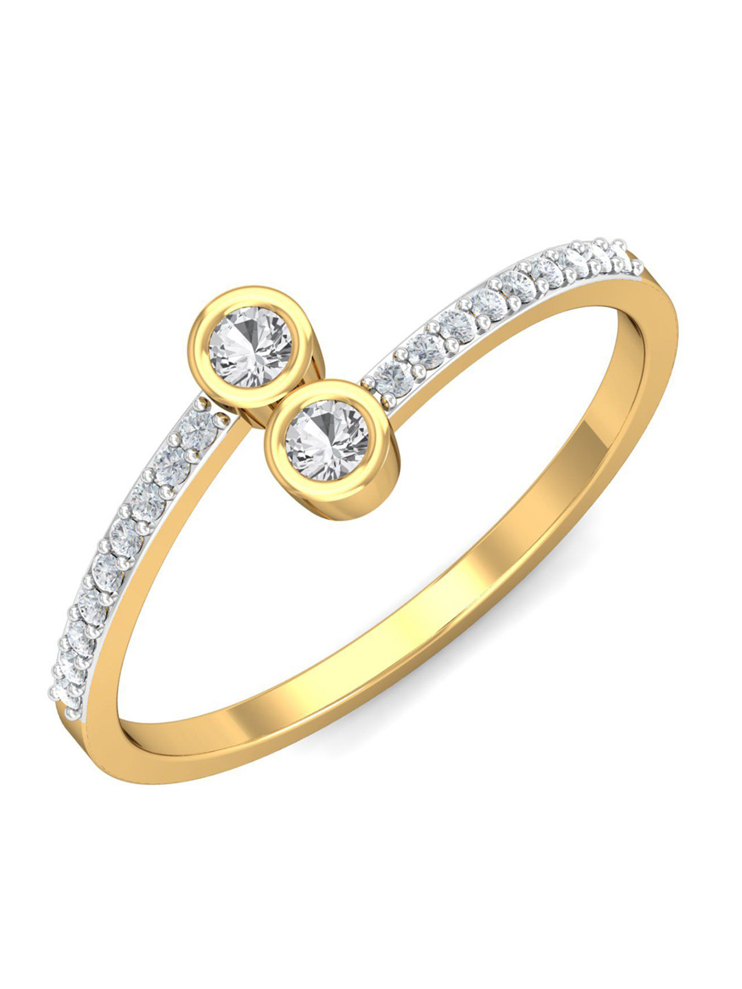 KUBERBOX Pinar 18KT Gold Diamond Studded Ring - 1.36gm