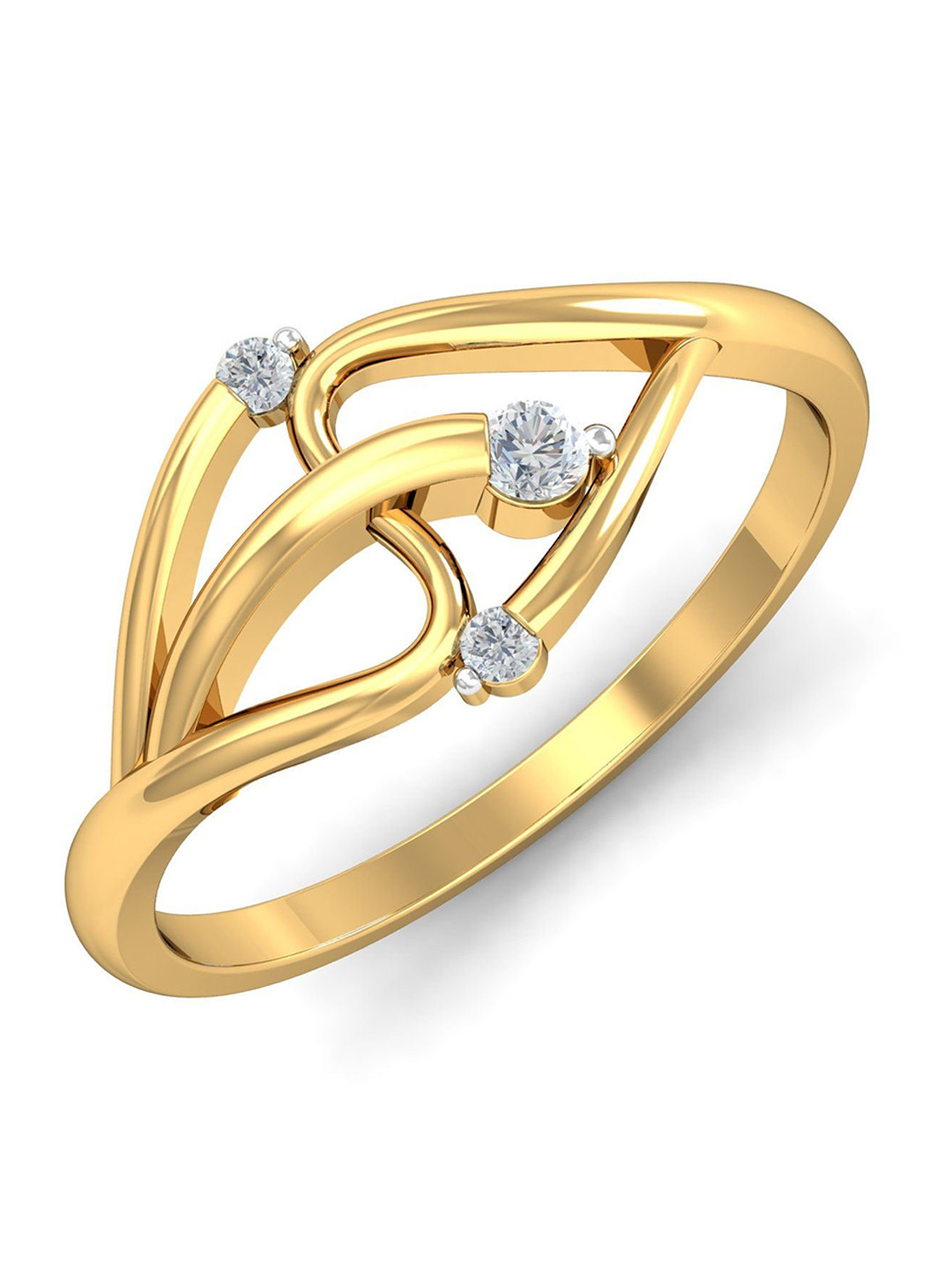 KUBERBOX Leisha 18KT Gold Diamond-Studded Ring-2.38gm