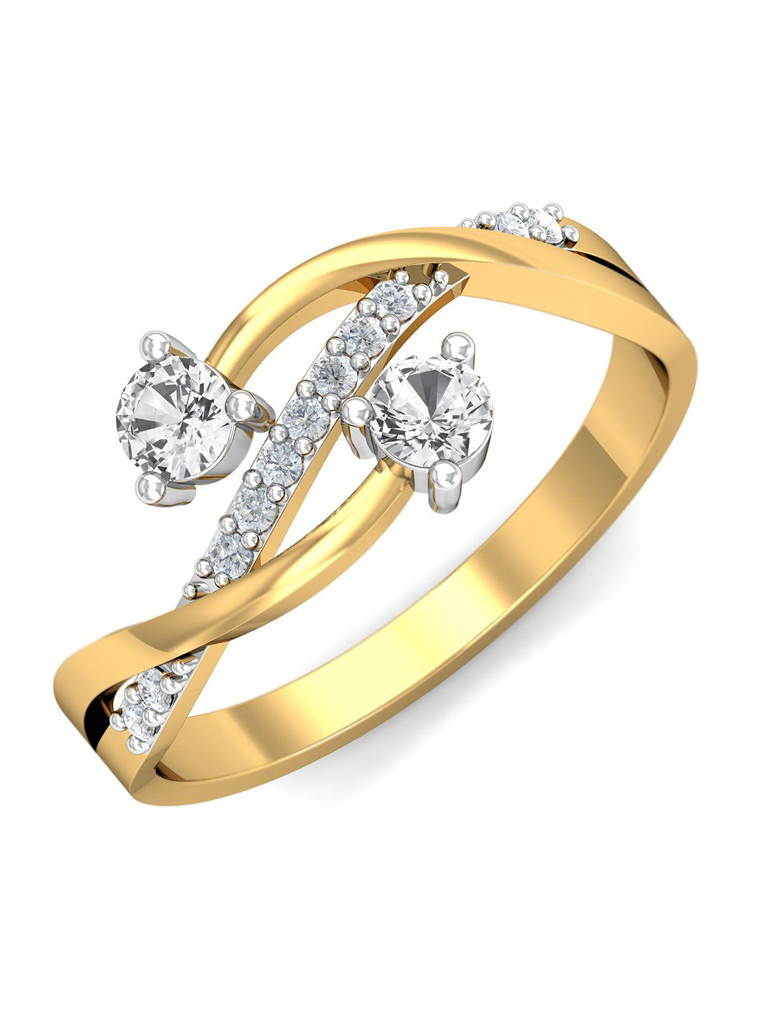 KUBERBOX Ozlem 18KT Gold Diamond Topaz Studded Finger Ring-2.34gm