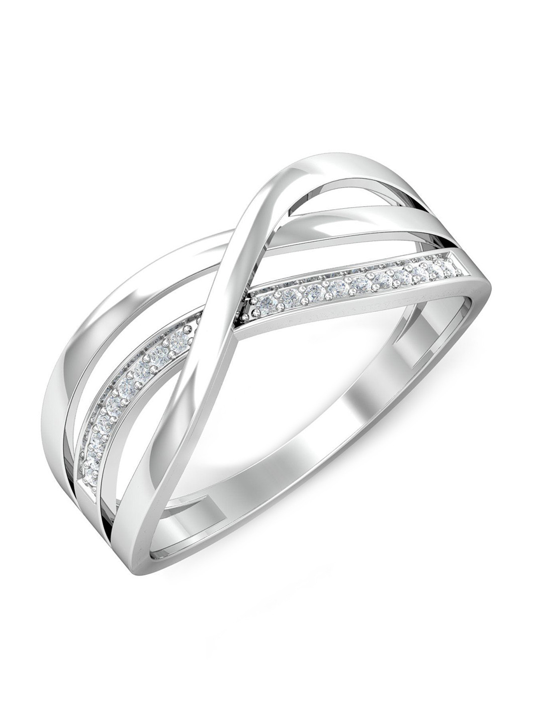 KUBERBOX 18KT White Gold Diamond Studded Ring - 2.73g