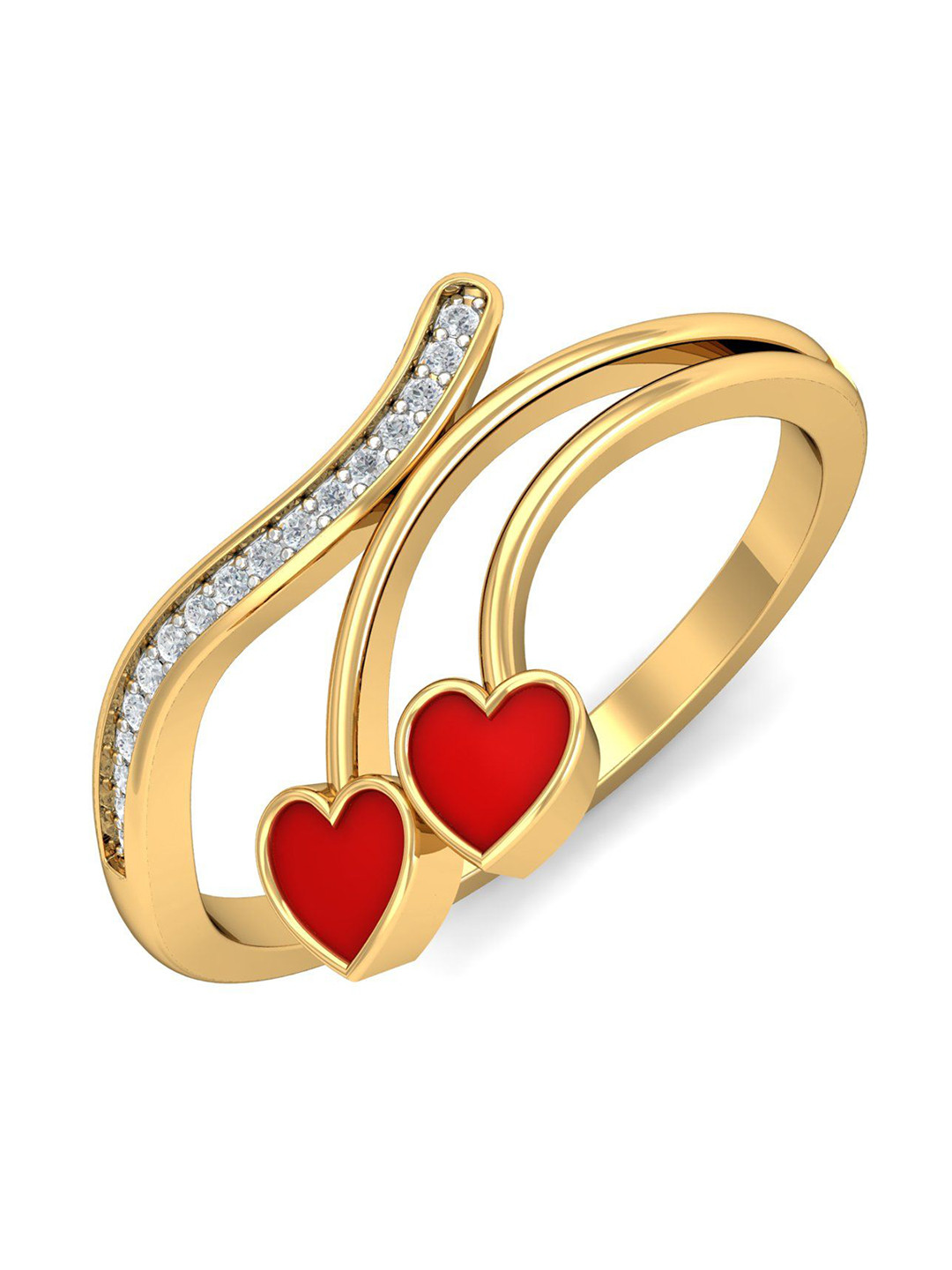 KUBERBOX Linda Heart 18KT Gold Diamond-Studded Ring-2.64 gm