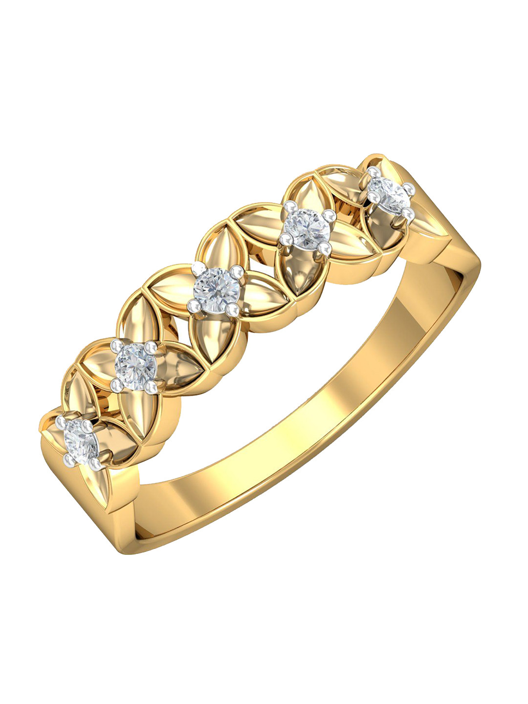 KUBERBOX Ester 5-Dia 18KT Gold Diamond-Studded Ring-2.05gm
