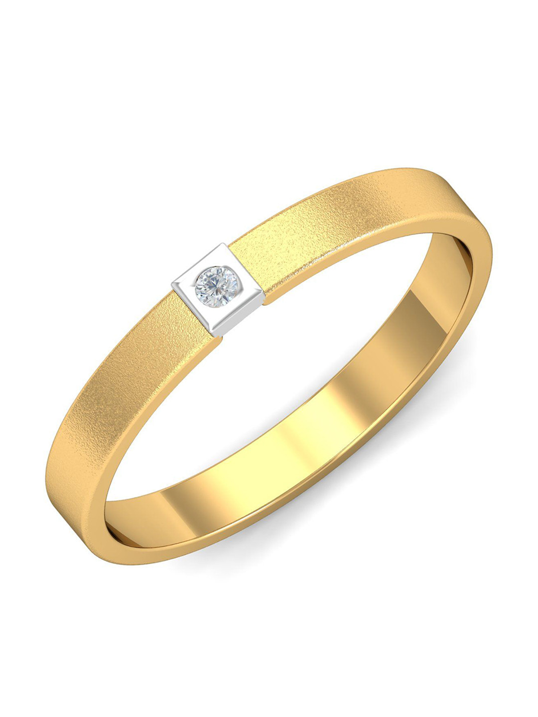 KUBERBOX 18KT Gold Diamond Studded Band Ring - 2.91 g
