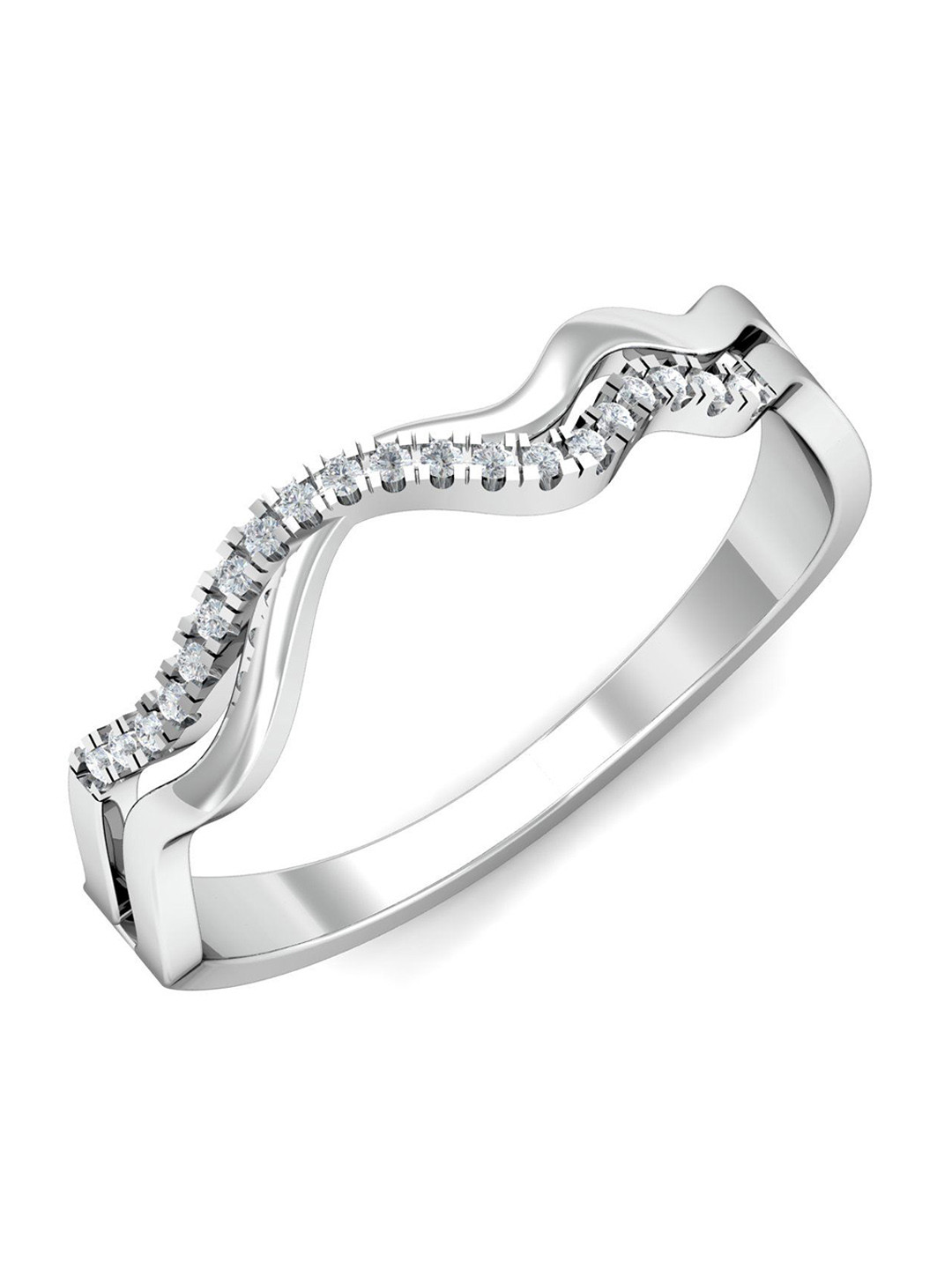 KUBERBOX 18KT White Gold Diamond-Studded Finger Ring - 1.99 gm