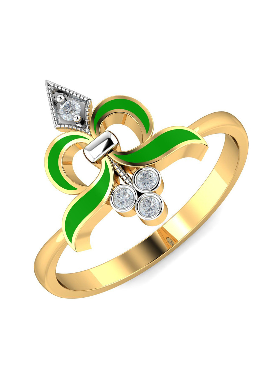 KUBERBOX Inaya 18KT Gold Diamond-Studded Finger Ring-2.32gm