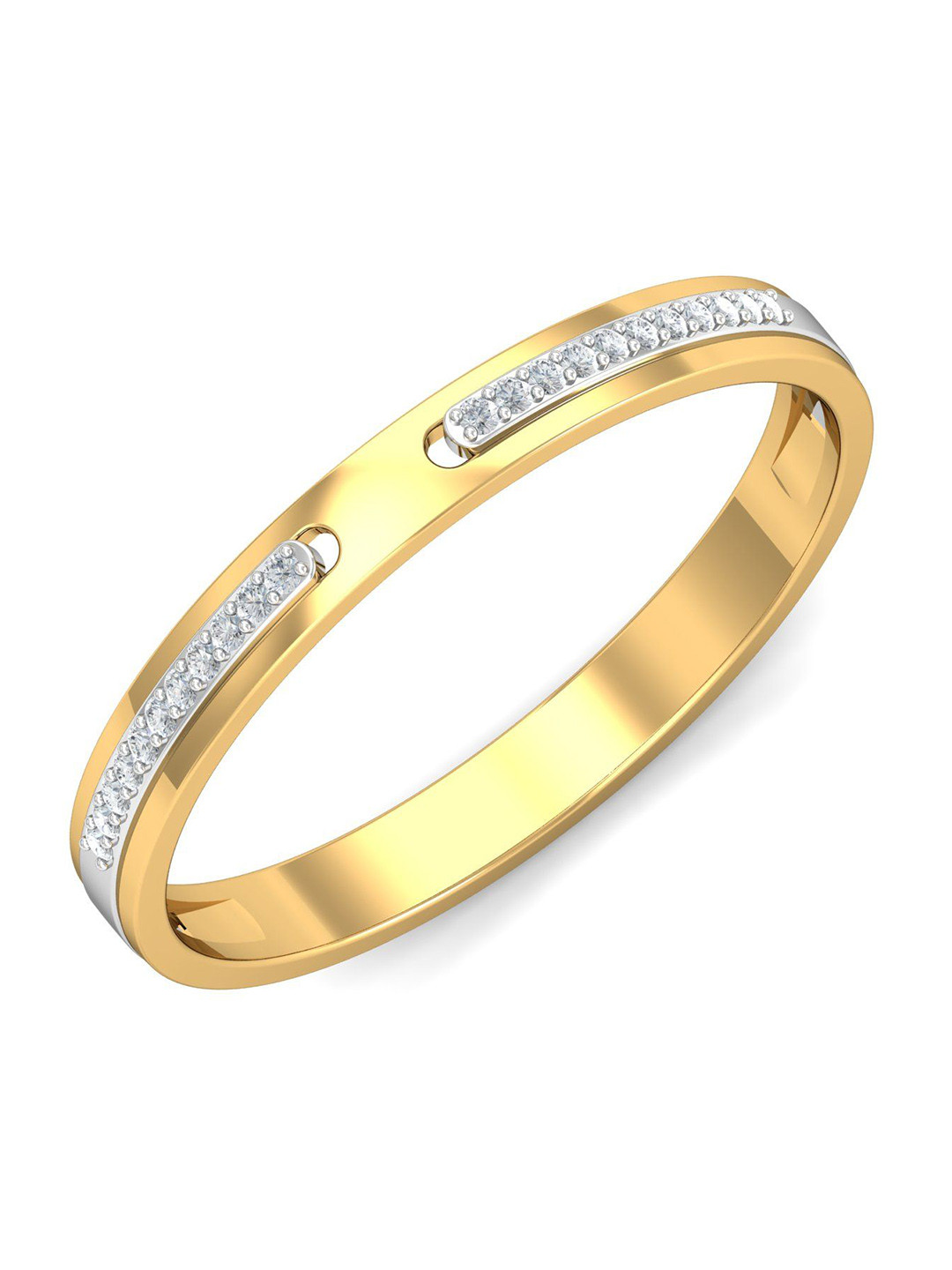 KUBERBOX Hinda Band 18KT Gold Diamond-Studded Ring-1.48 gm