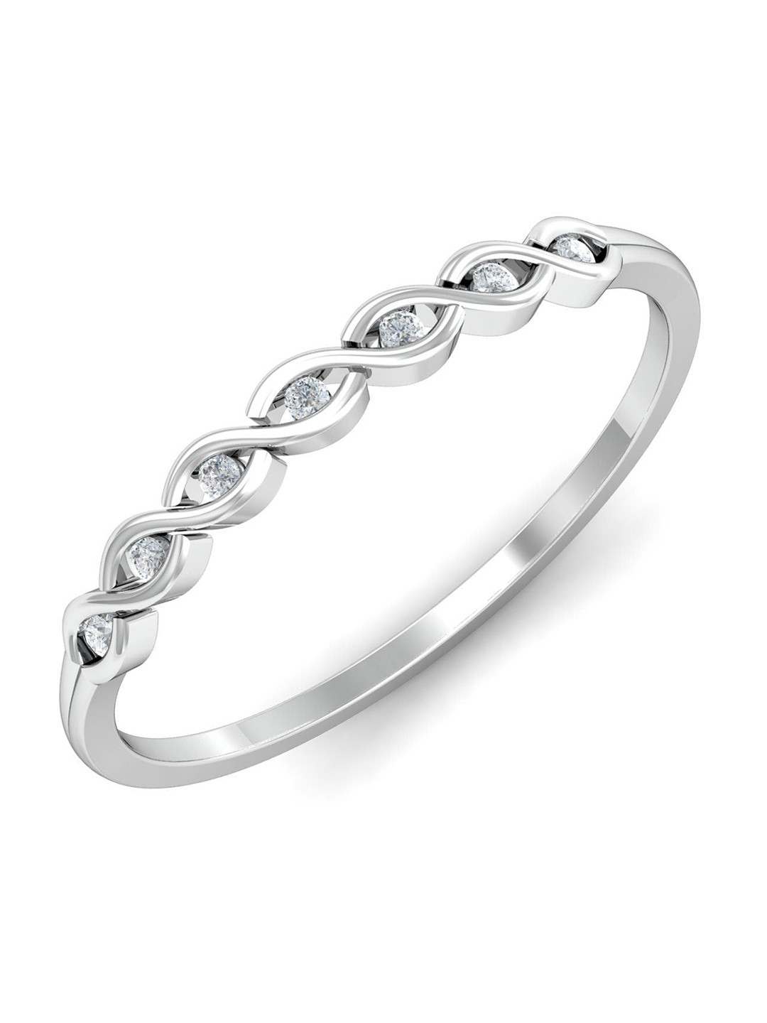 KUBERBOX 18 KT White Gold Diamond-Studded FingerRing - 1.15gm
