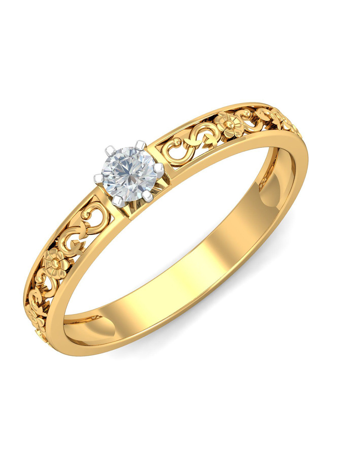 KUBERBOX Faige Solitaire 18KT Gold Diamond-Studded Ring - 2.05gm