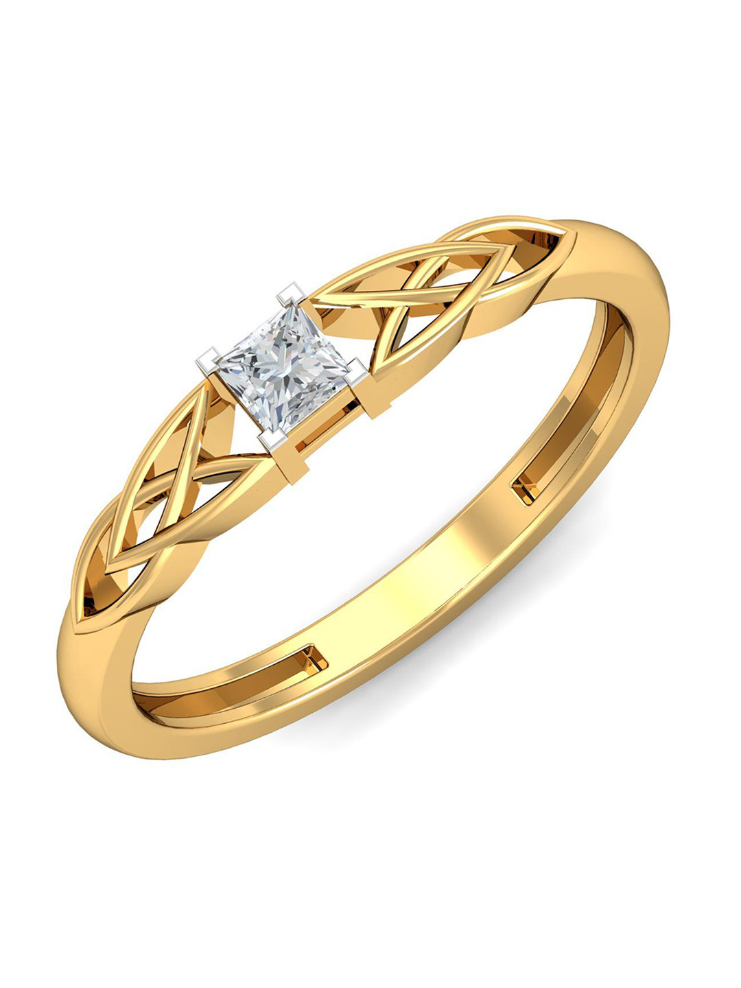KUBERBOX Suzanne Solitaire 18KT Gold Diamond Studded Ring-1.38gm