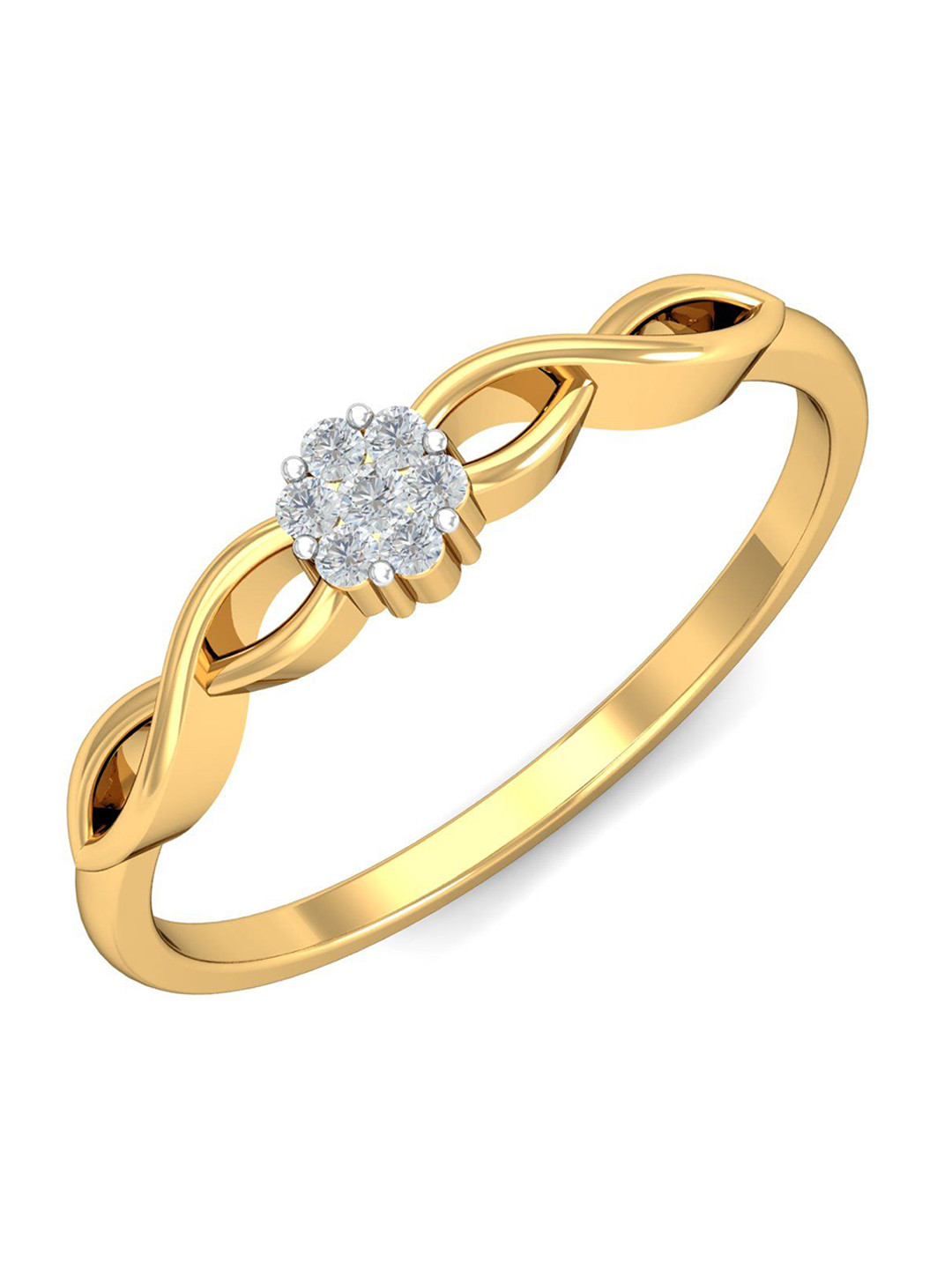 KUBERBOX Kunto Cluster 18KT Gold Diamond-Studded Ring- 1.98 gm