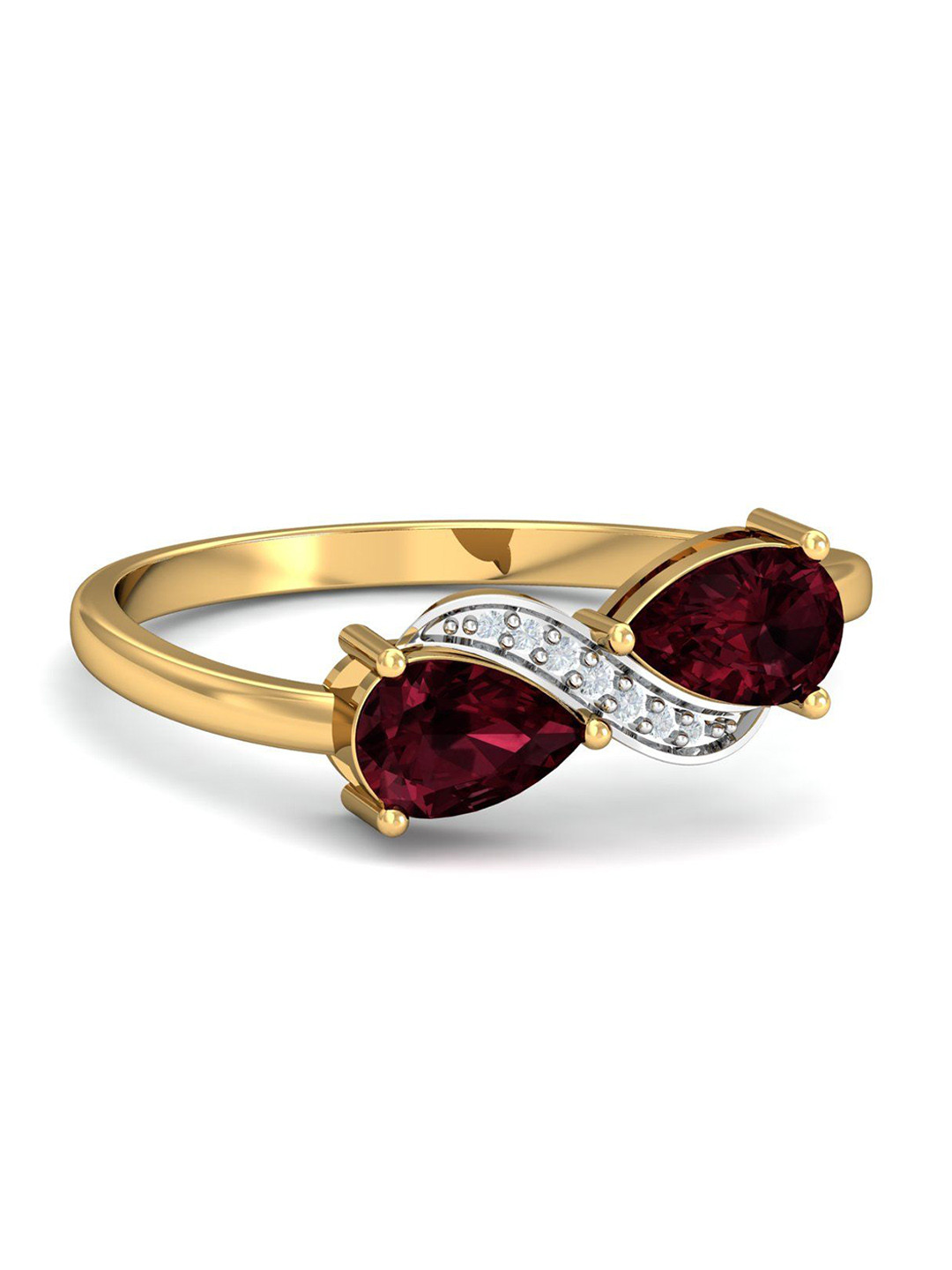 KUBERBOX Malia 18KT Gold Diamond-Studded & Garnet Ring - 2.02gm